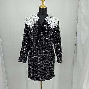 Katy Kalen Tweed Dress Lace Collar